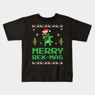 Merry Rex-mas Rexmas Ugly Christmas Dabbing Santa Rex Kids T-Shirt